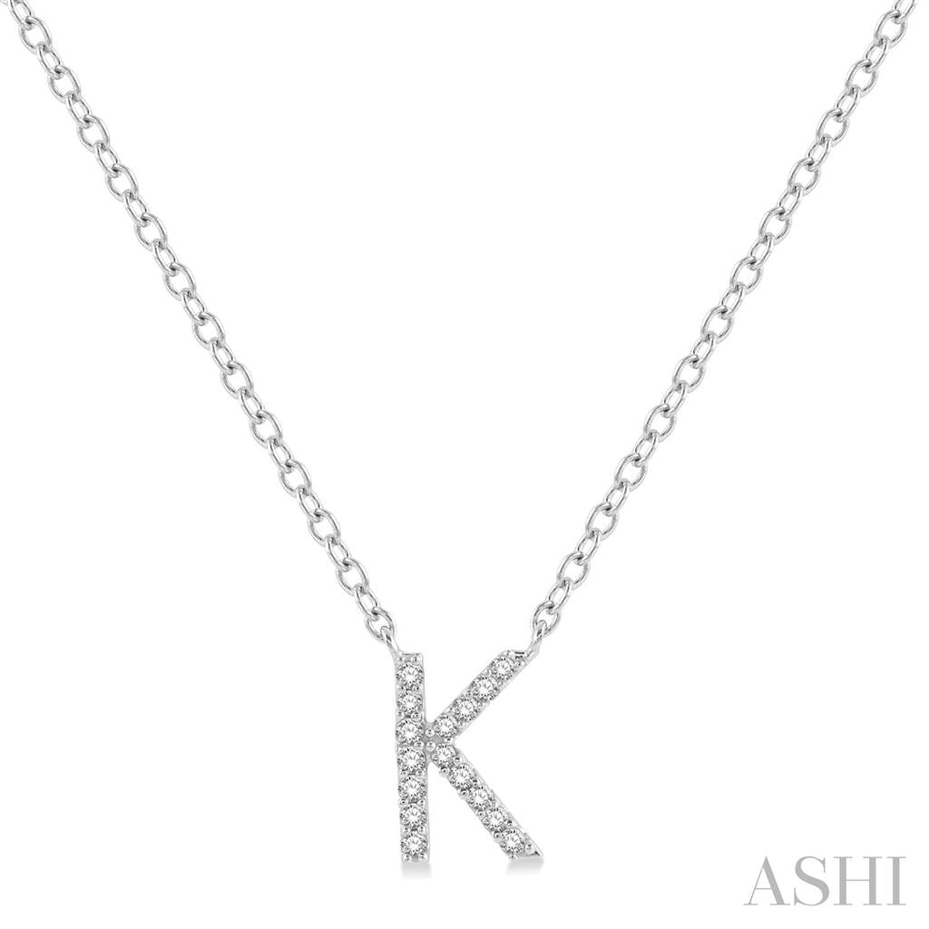 Initial Y Style Necklace 10 KT White With Diamonds 18" Long