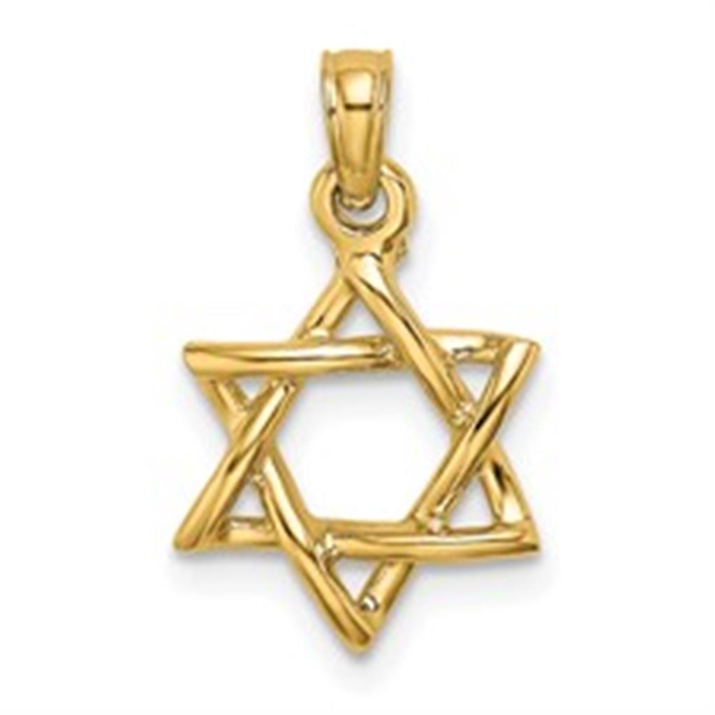 Jewish Star Drop Pendant 10 Karat Gold Yellow