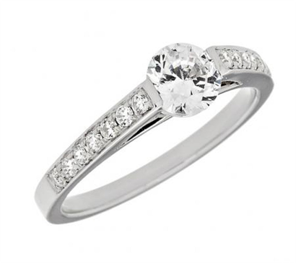 Solitare Accent Style Diamond Engagement Ring Alloy White 
(Center Stone Not Included)