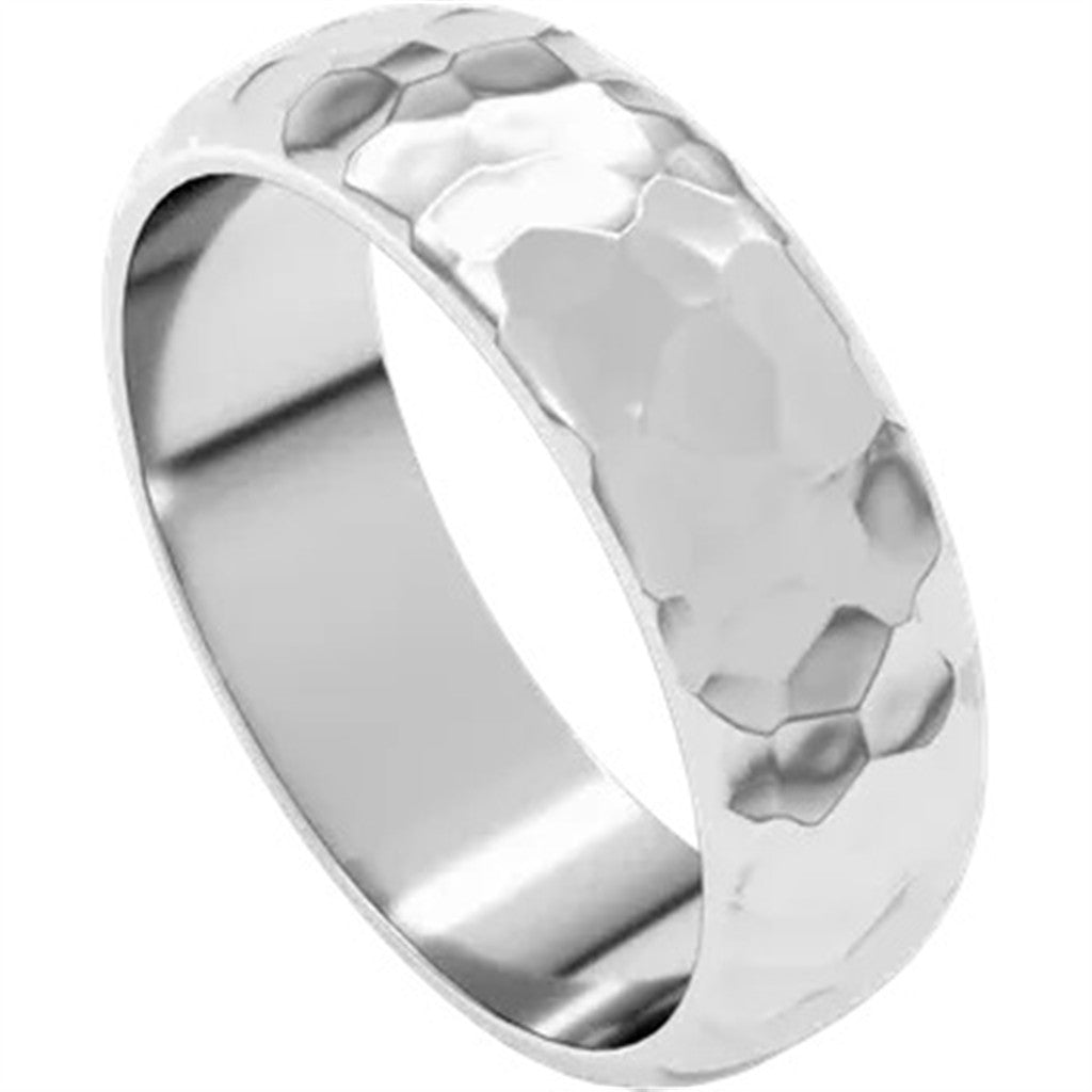 Solid Style Wedding Band 14 Karat Gold White 6mm wide size 11