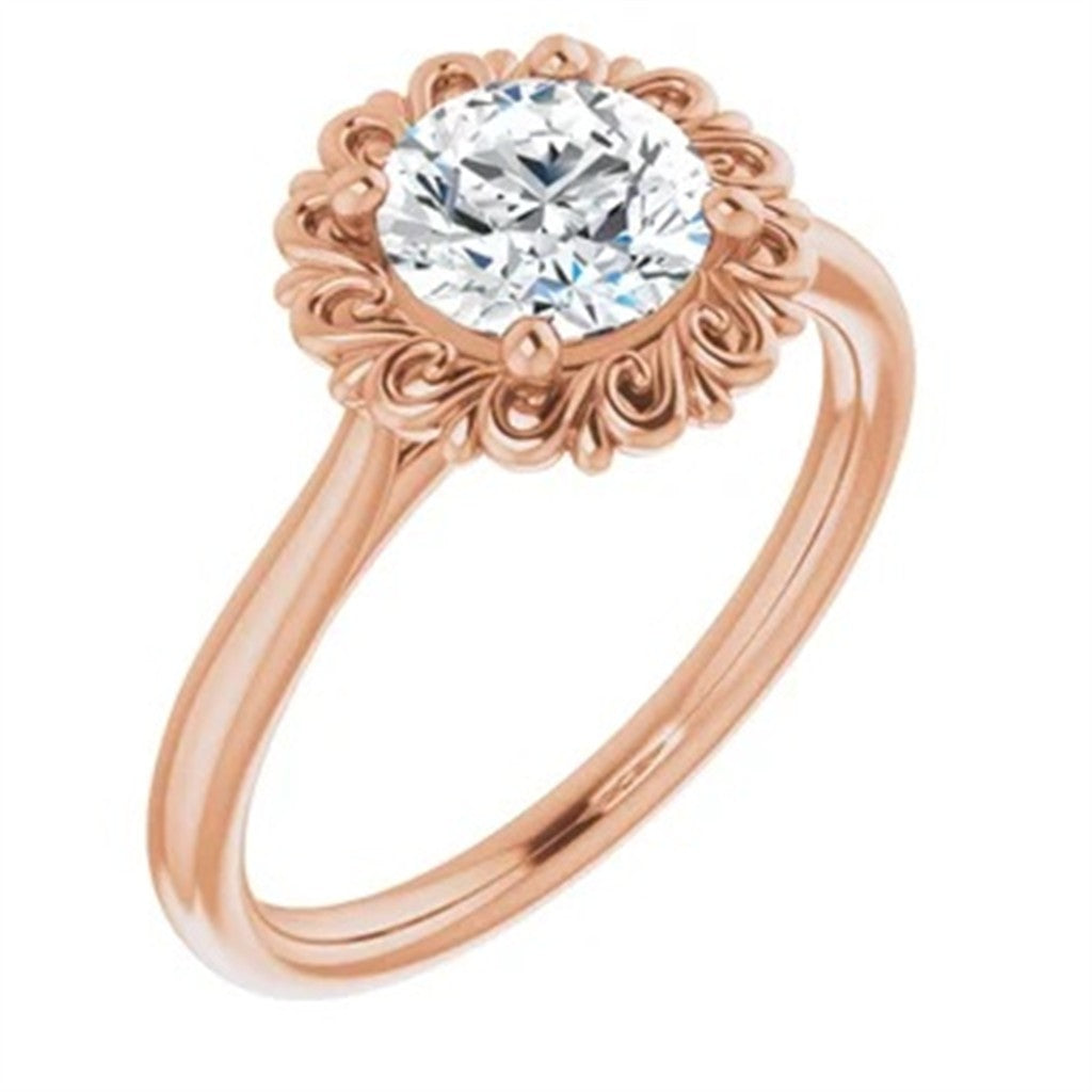 Solitare Style Engagement Ring Rose 14 Karat Gold Size 7