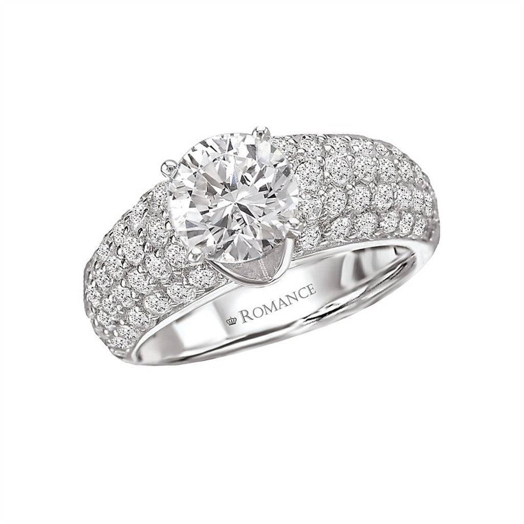 Contemporary Style Diamond Engagement Ring 14 Karat Gold White
(Center Stone Not Included)