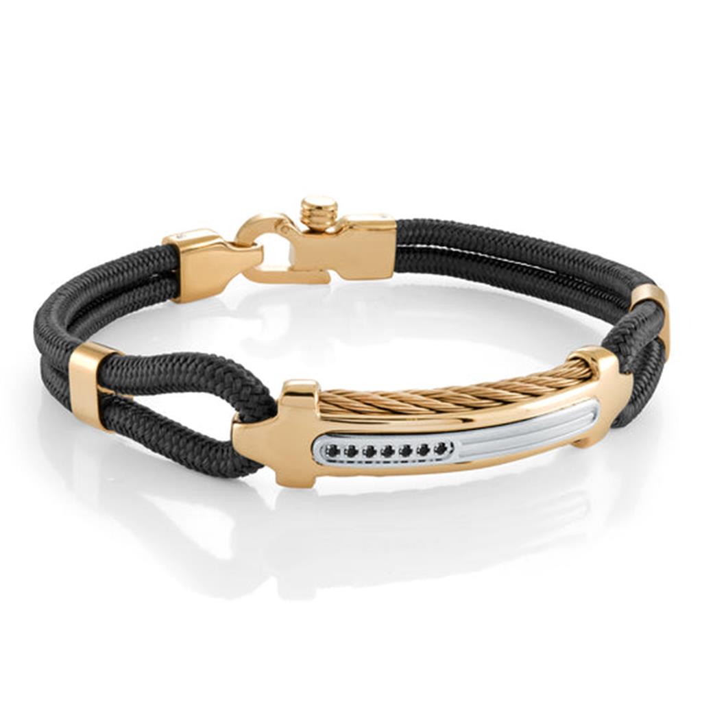 Cable Link Alternative Metal Bracelet Stainless Steel Gold & Black Color 8" Long