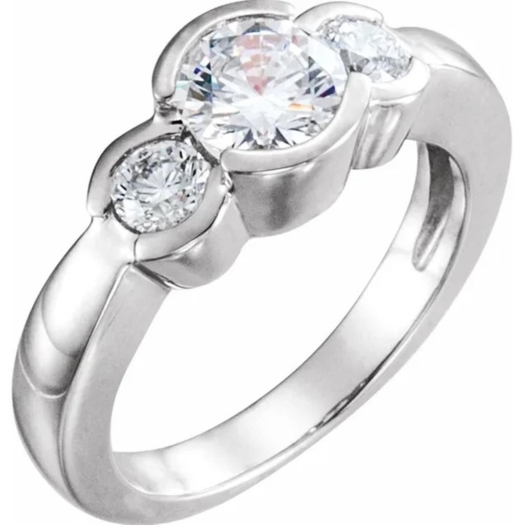 Contemporary Style Diamond Engagement RingBase Metal White
