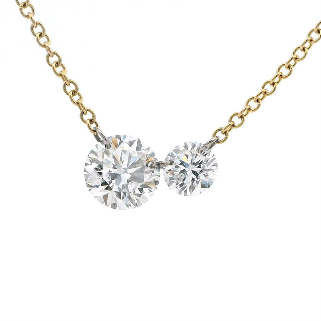 In Line Necklace Lab Diamond 14 Karat Gold Yellow With Lab Diamonds 18" Long