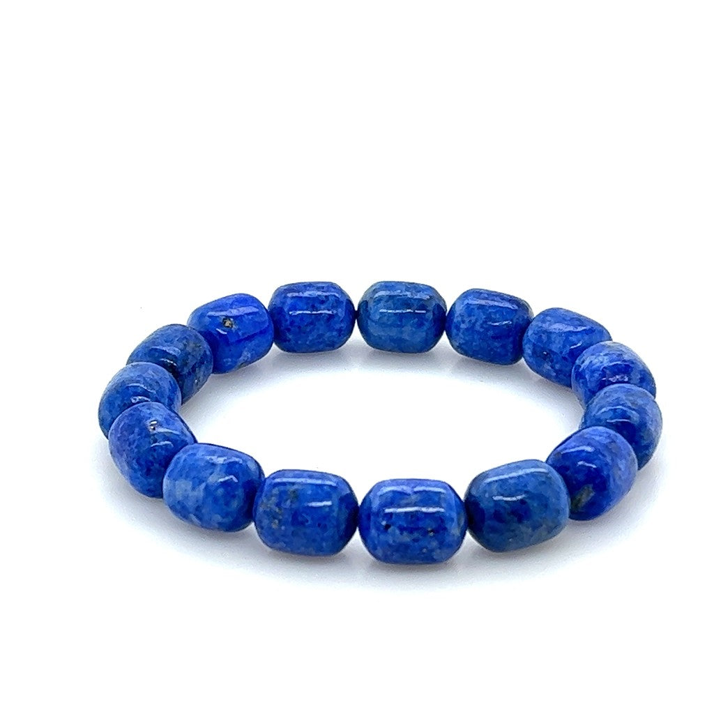 Lapis & Blue Lapis Gemstone Bead Clasp Bracelet 7.5" Long