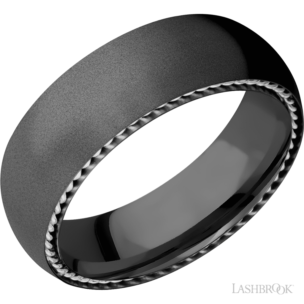 Black Zirconium Alternative Metal Ring 7mm wide Size 10