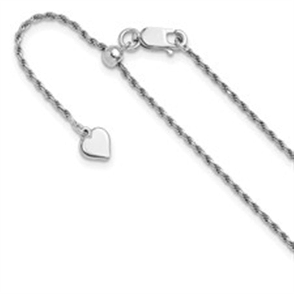 White .925 1.4 MM Rolo Adjustable Chain 22" Long