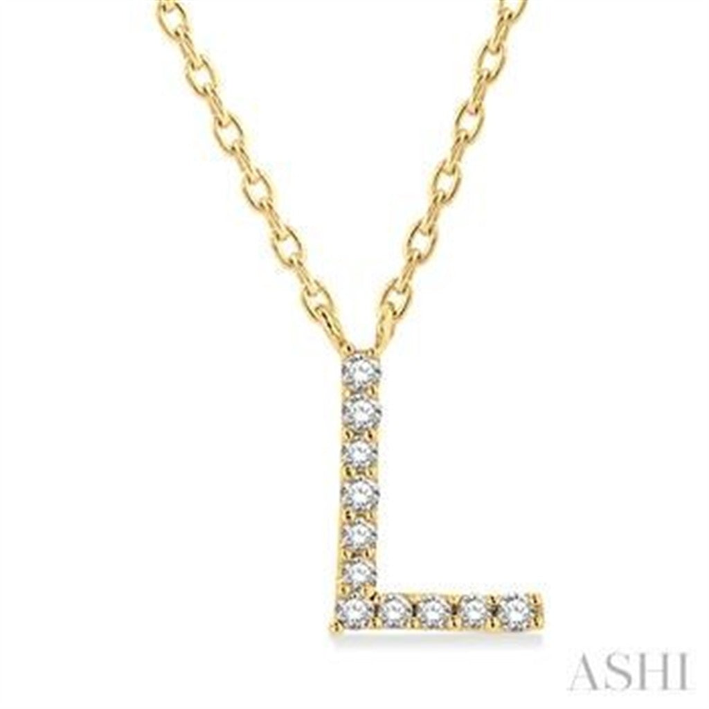 Initial Y Style Necklace 10 Karat Gold Yellow With Diamonds 18" Long