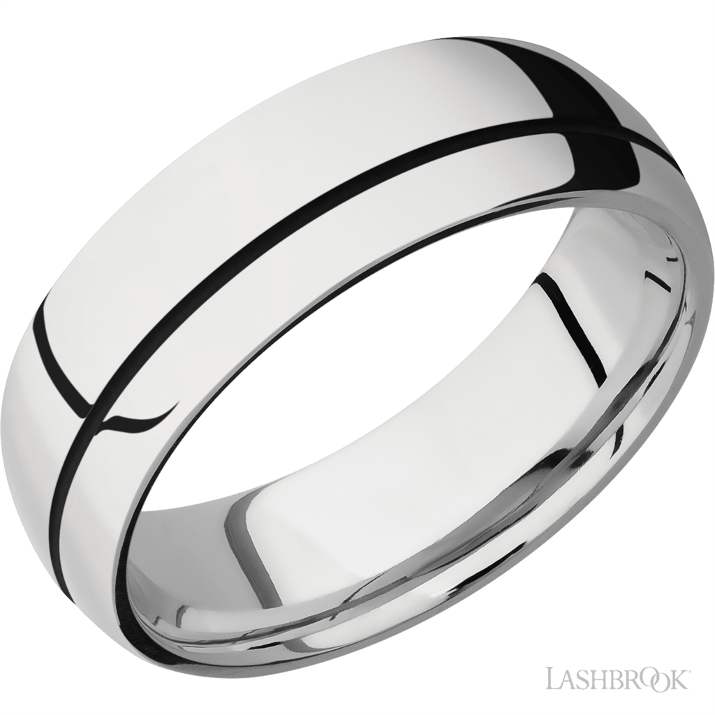 Straight Inlay Style Wedding Band 14 Karat Gold White 7mm wide size 10