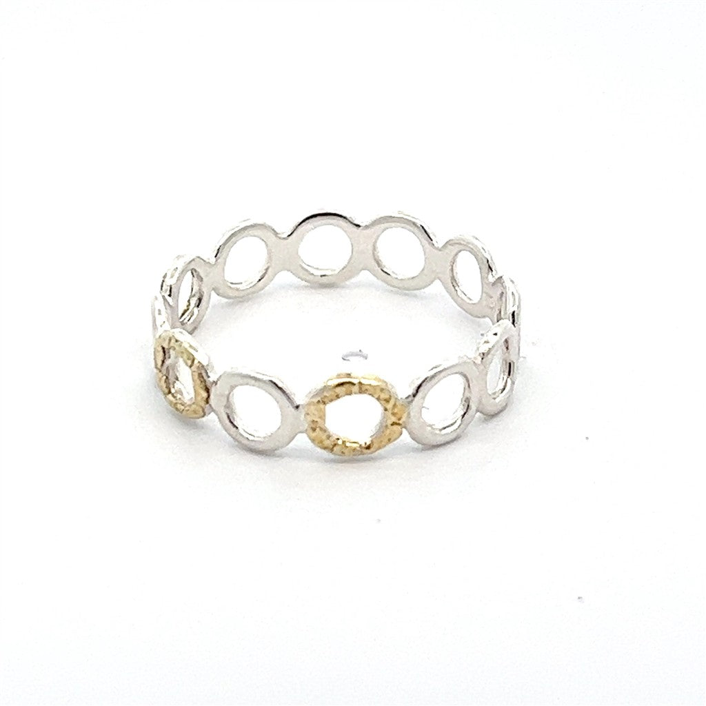 Stack-Able Ring Sterling Silver & Alaskan Gold Nugget Size 7.5