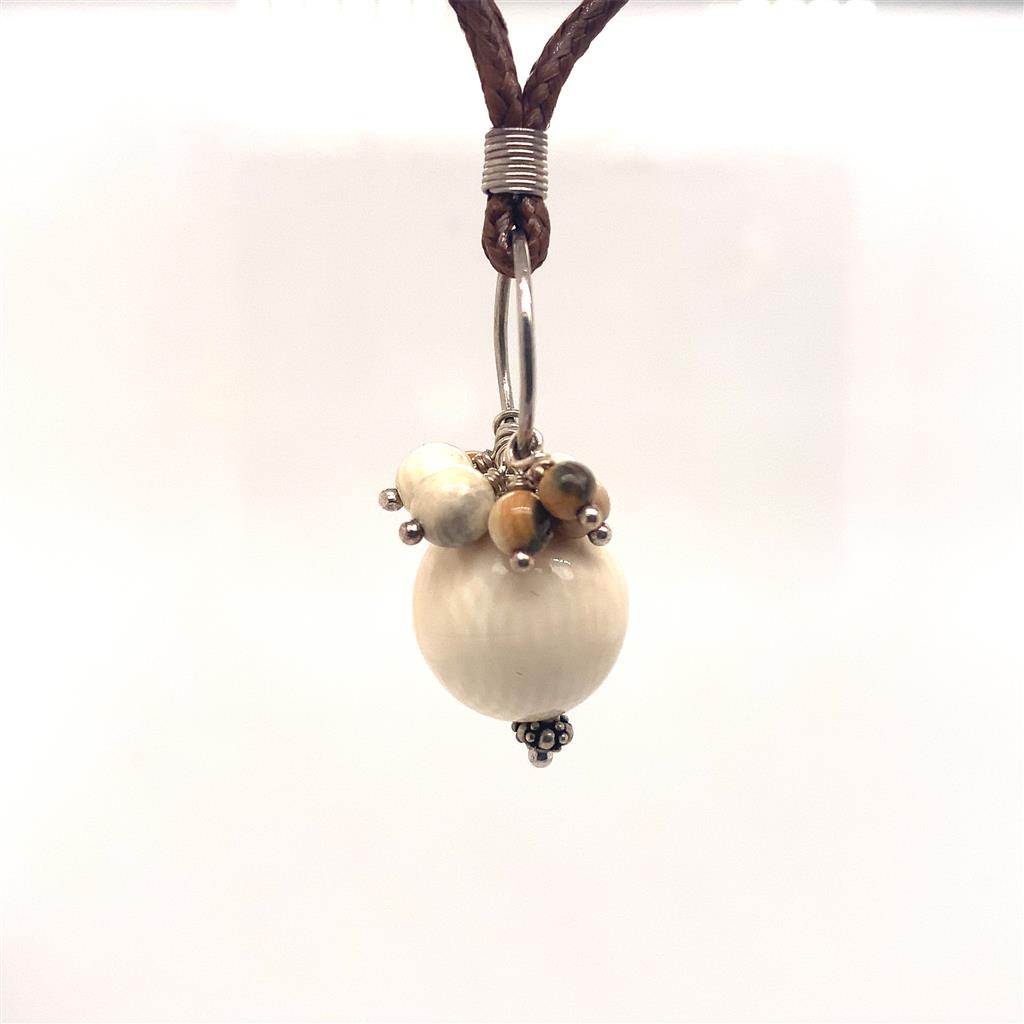 Mammoth Ivory Drop Style vegan leather Pendant/Necklace Sterling Silver