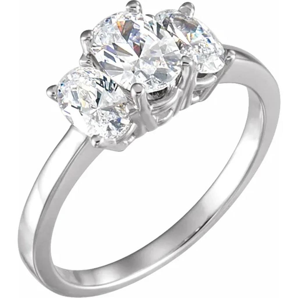 Three Stone Style Diamond Engagement Ring Base Metal Yellow 
(Center Stone Not Included)