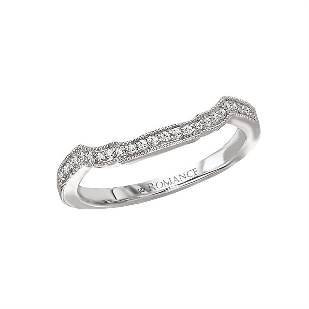 Stack-Able Style Diamond Wedding Band 18 Karat Gold White with Diamonds size 6