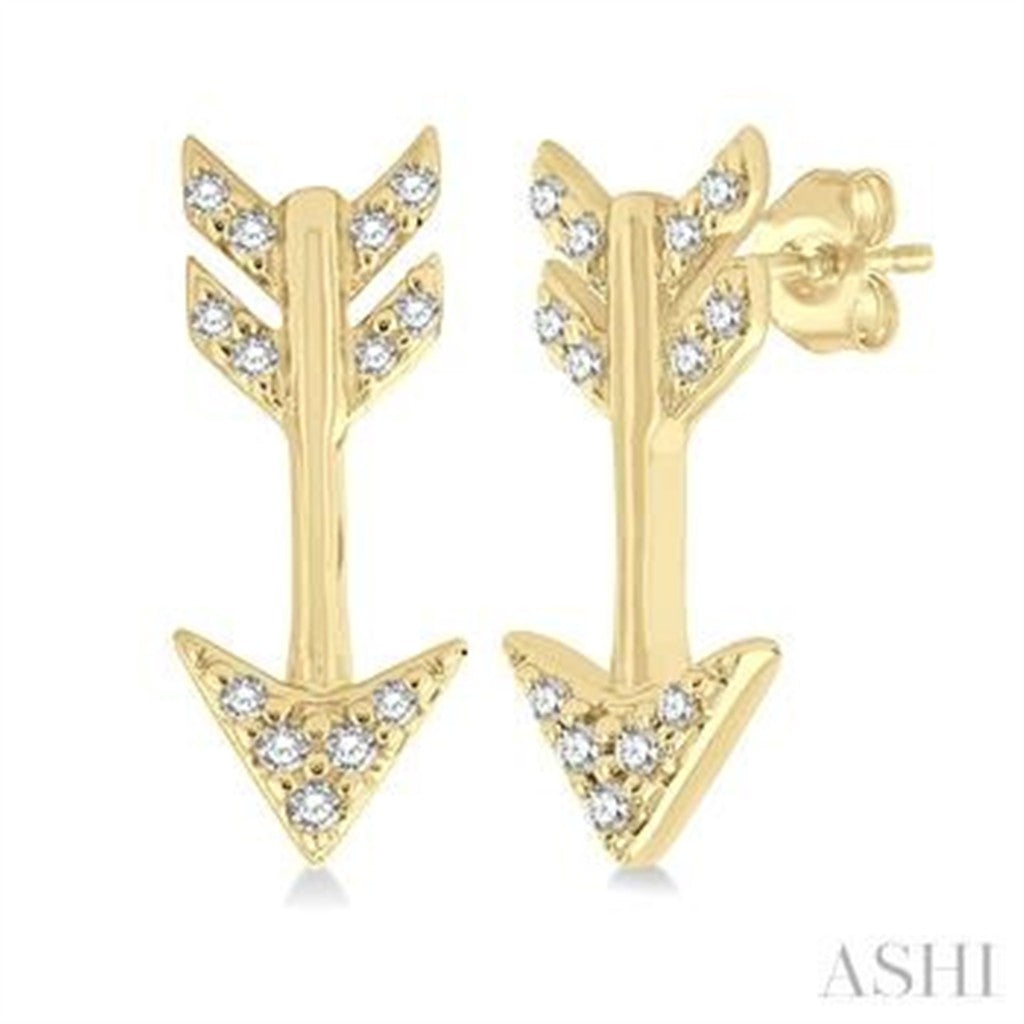 10 KT Arrow Diamond Stud Earrings