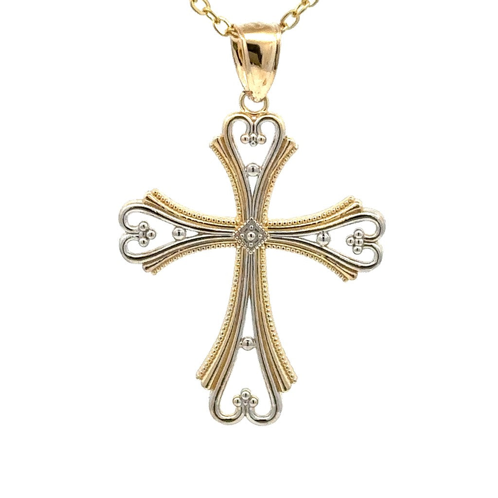 Cross Pendant 14 Karat Gold Two Tone