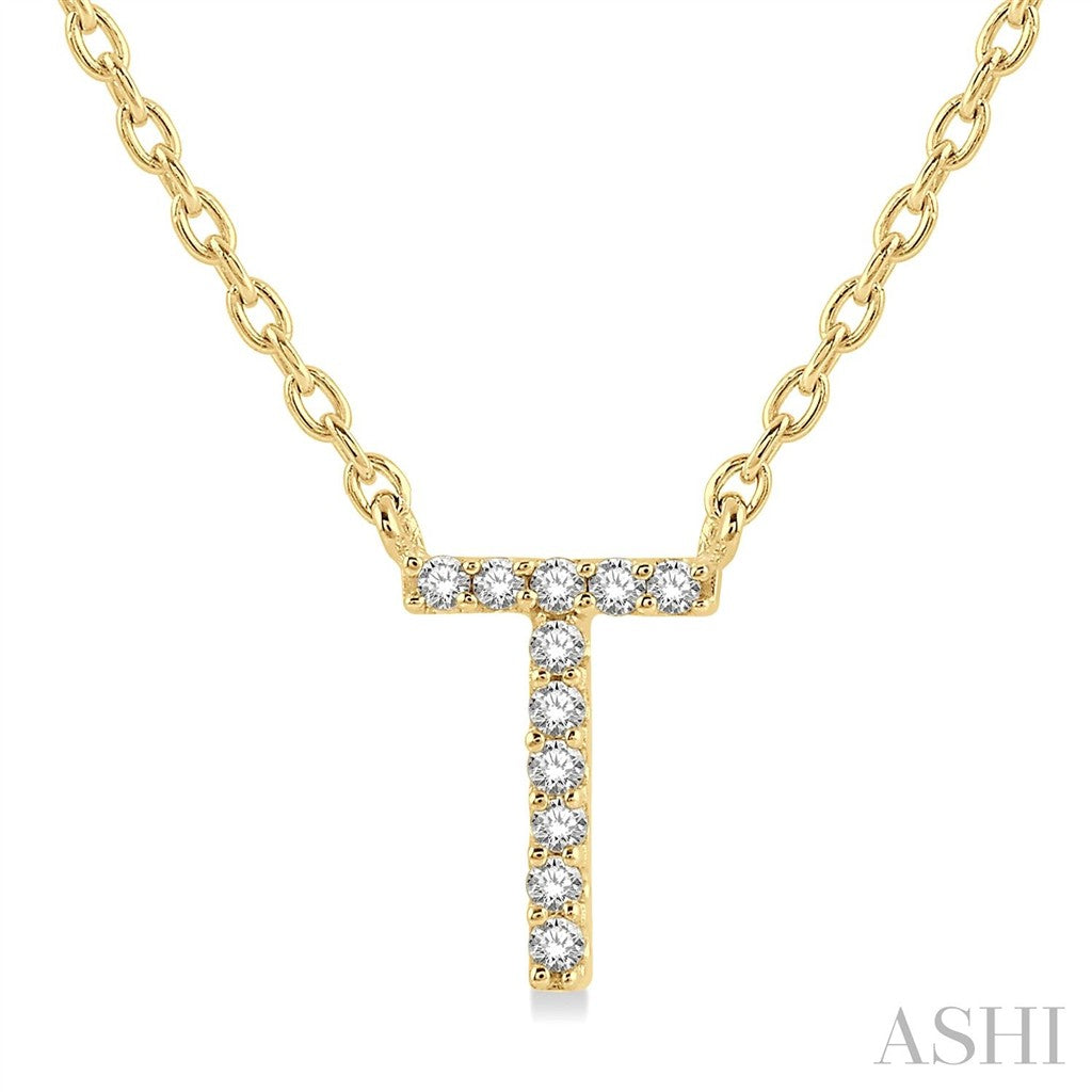 Initial Y Style Necklace 10 Karat Gold Yellow With Diamonds 18" Long