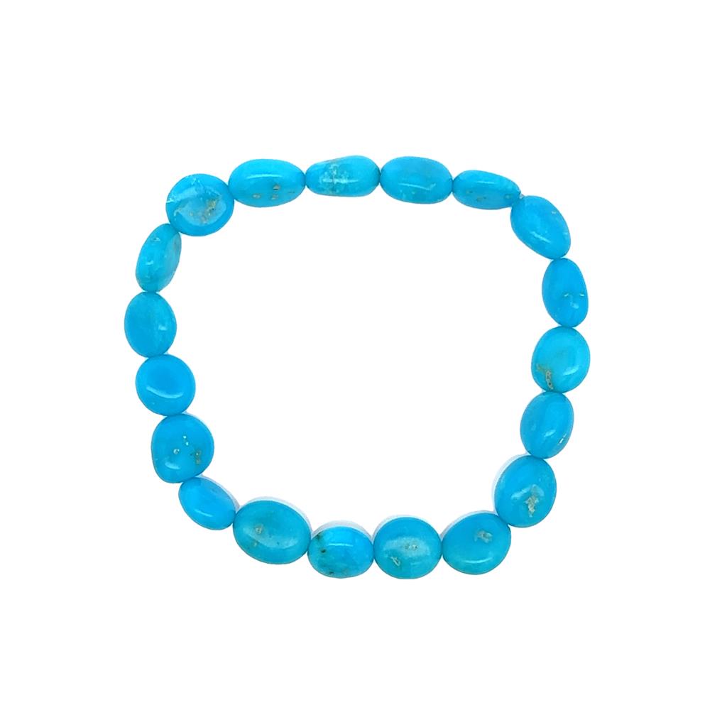Stretch Style Gemstone Bead Bracelet Elastic with Blue Turquoise 6.5"
