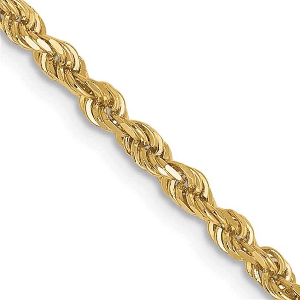 Rope Link Chain 10 Karat Gold Yellow 2.5 MM Wide 22' In Length