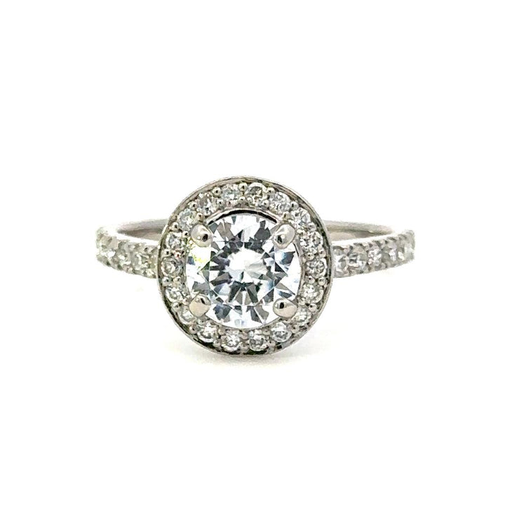 Halo Style Diamond Engagement Ring Platinum White 
(Center Stone Not Included)