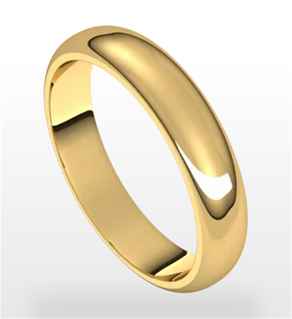 Straight Solid Wedding Band Prec Metal Womens 4 mm wide 14 KT Yellow Size 4