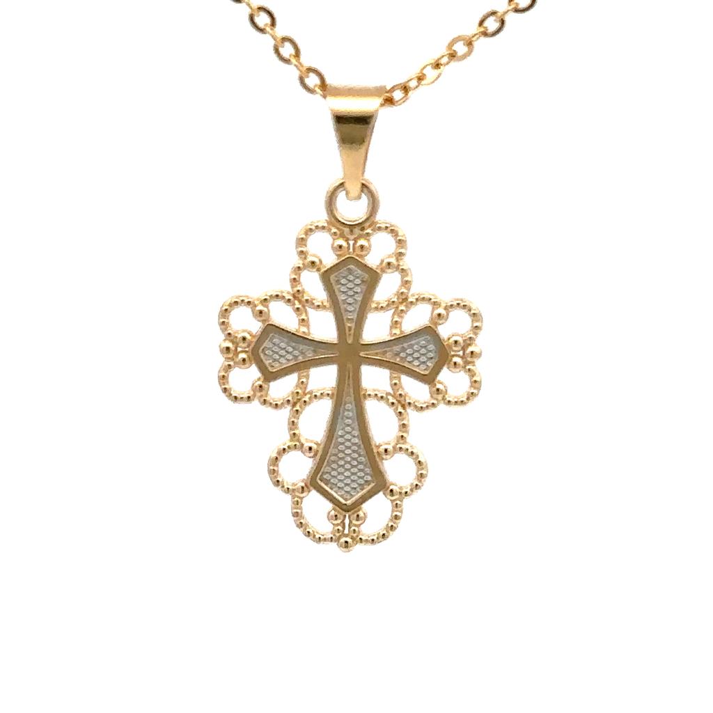 Cross Pendant 14 Karat Gold Two Tone