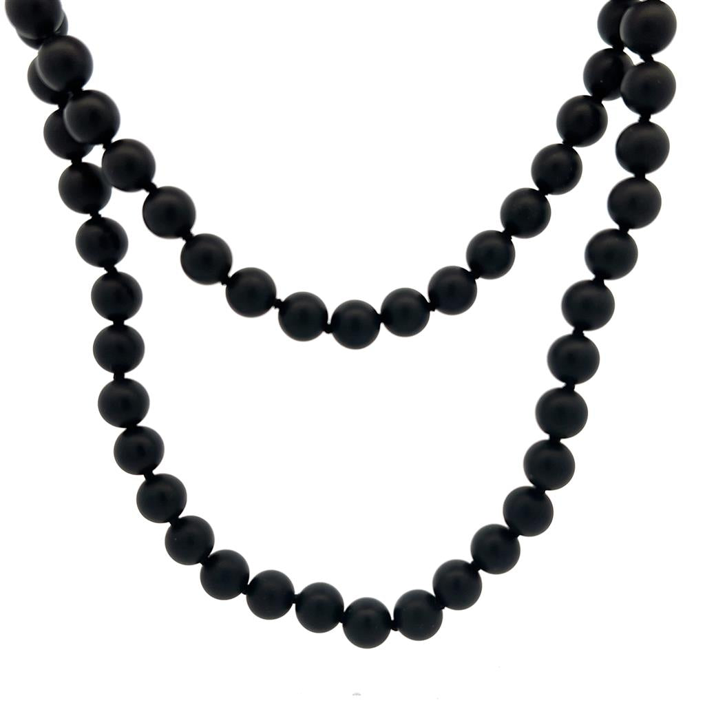 Black Onyx Double Strand Necklace With a .925 Clasp 24" Long