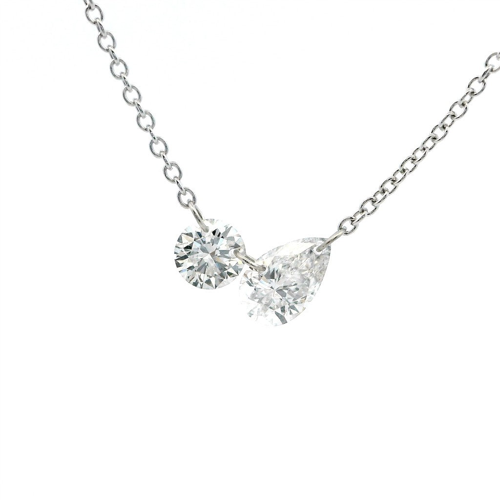 In Line Necklace Lab Diamond 14 Karat Gold White With Lab Diamond & Lab Diamond 18" Long