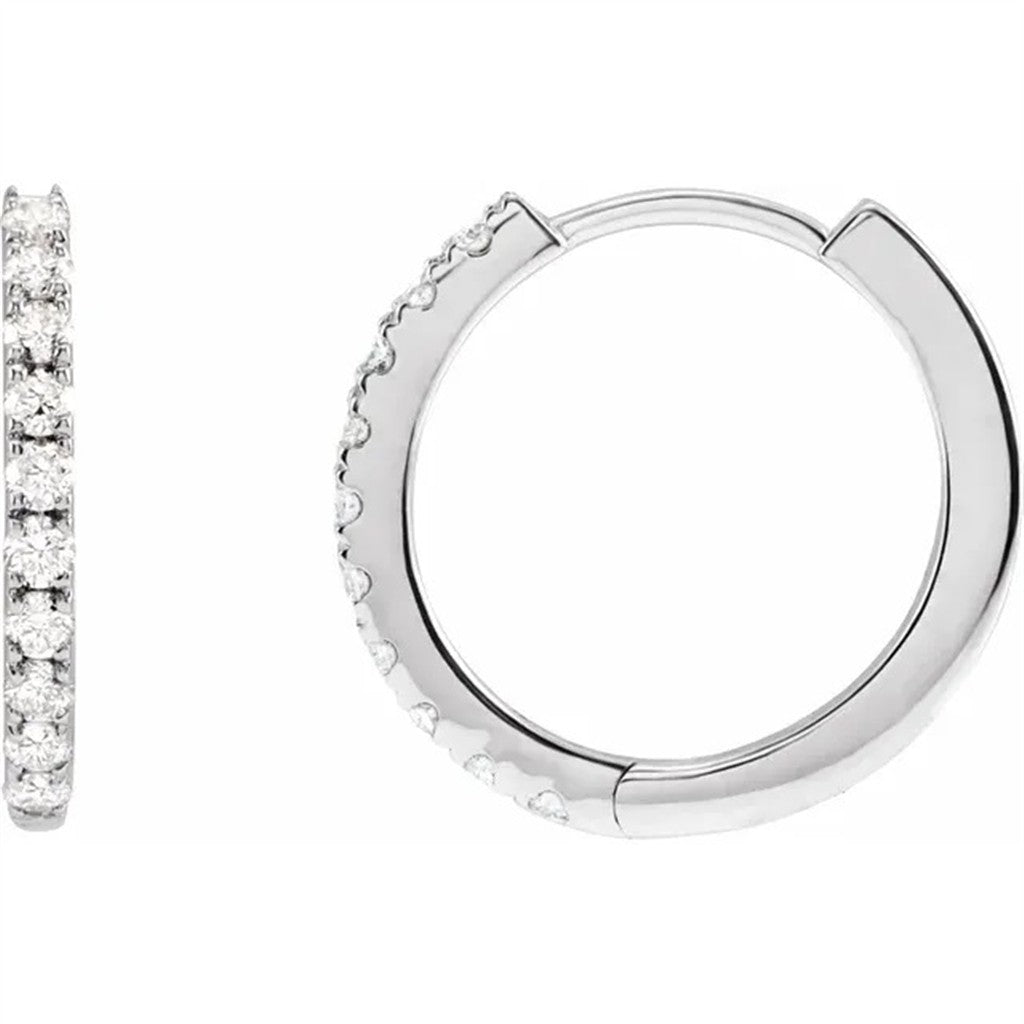 .25 CTW Lab Diamond 14 KT White Gold Hoop Earrings