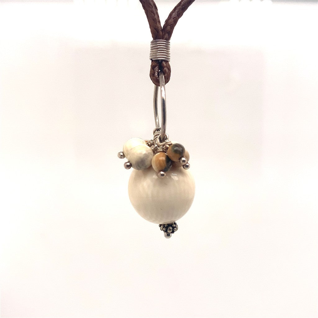 Mammoth Ivory Drop Style vegan leather Pendant/Necklace Sterling Silver