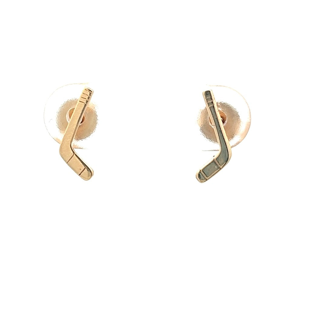 Hockey Stud Precious Metal Earrings 14 Karat Gold Yellow