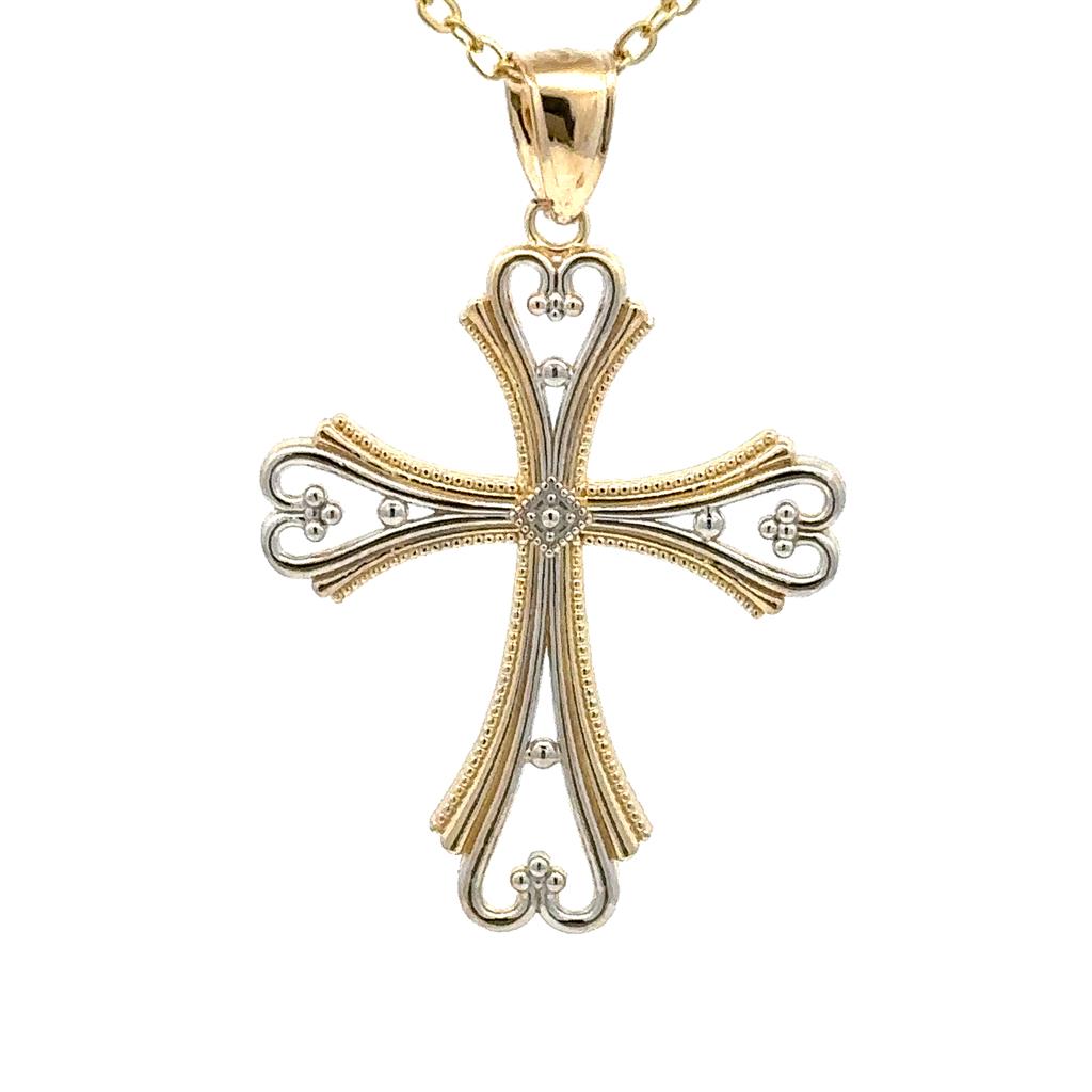 Cross Pendant 14 Karat Gold Two Tone