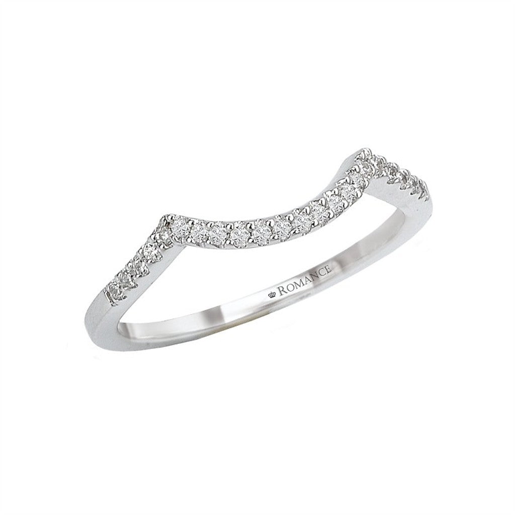 Stack-Able Style Diamond Wedding Band 18 Karat Gold White with Diamonds size 6