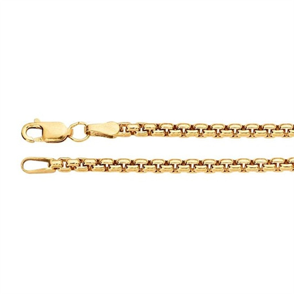 Yellow Gold Filled 2.5 MM Box Chain 24" Long