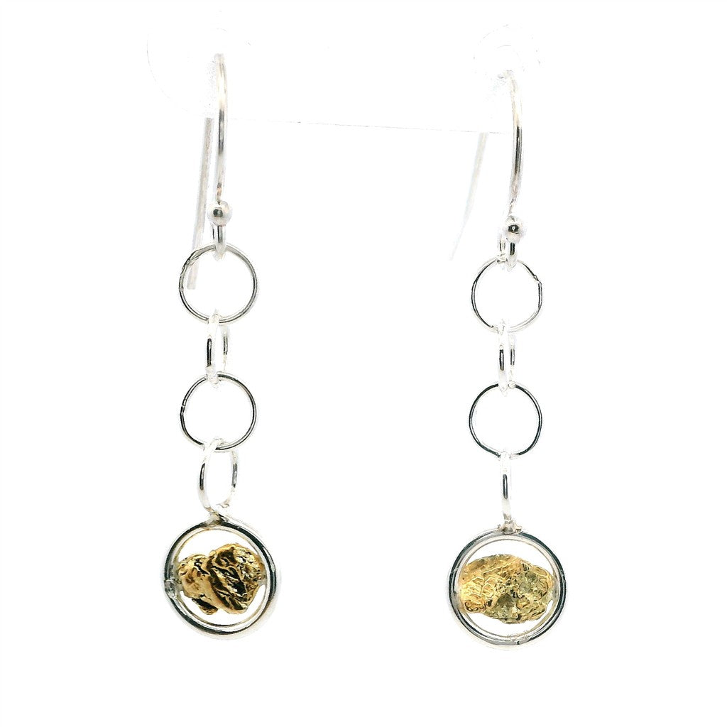 Sterling Silver Earrings Accented with Alaskan Gold Nuggets