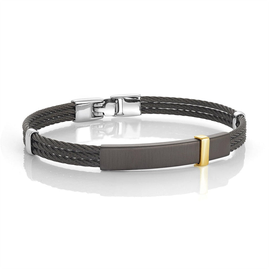Cable Link Alternative Metal Bracelet Stainless Steel Black Color 8.8" Long
