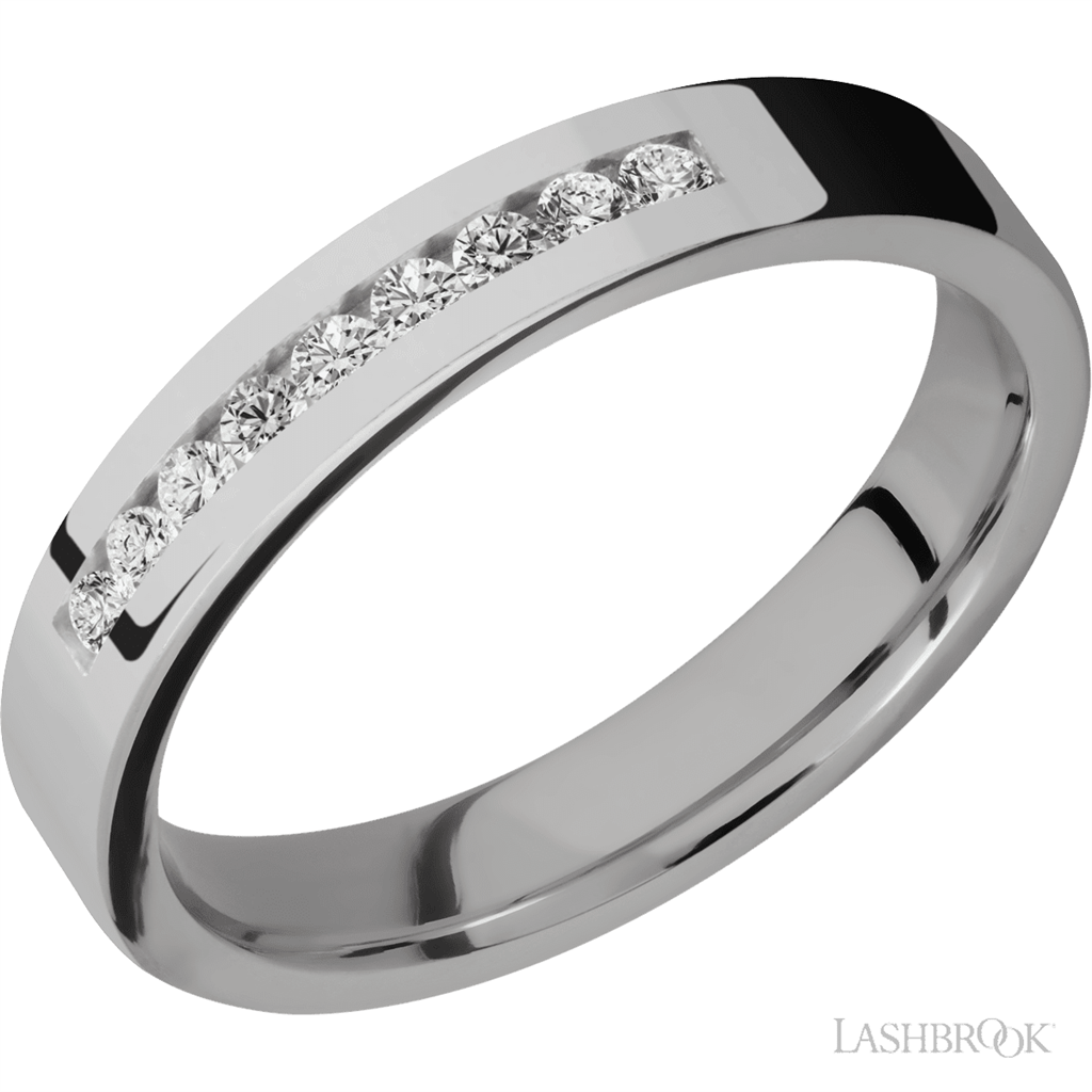 White Titanium Alternative Metal Ring 4mm wide with Round G/H Diamonds Size 7