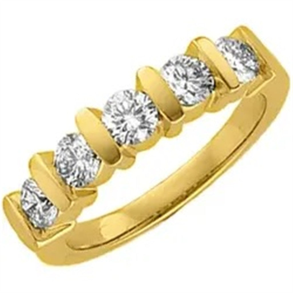 1/2 Anniversary Style Diamond Wedding Band Sterling Silver Yellow with Cubic Zirconias size 6