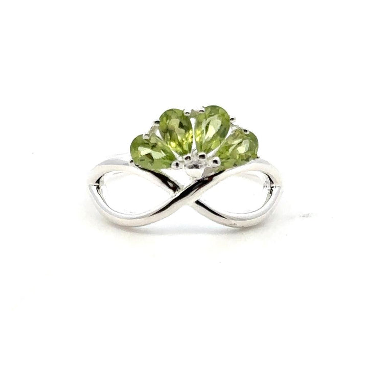 Flower Style Rings Silver with Stones .925 White with Peridot size 7