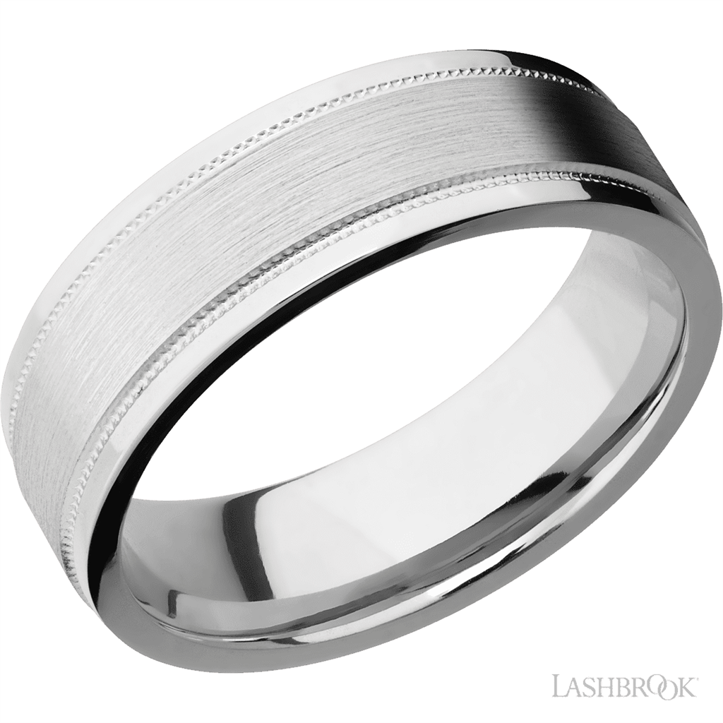 Straight Solid Style Wedding Band 14 Karat Gold White 7mm wide size 10