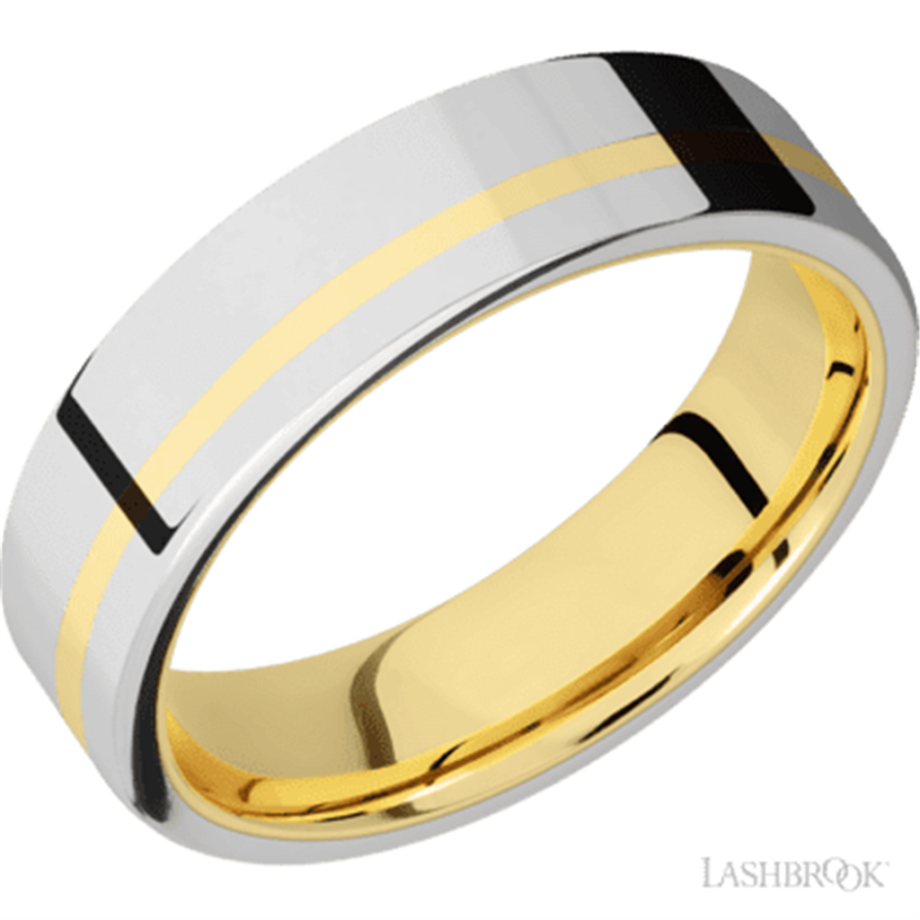 Straight Inlay Style Wedding Band 14 Karat Gold White 6mm wide size 10