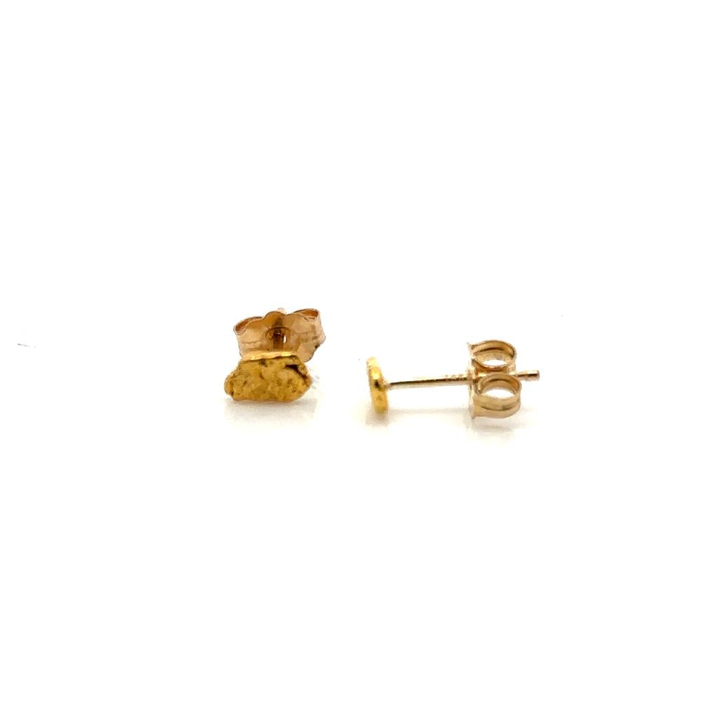 Alaskana Alaskan Gold Nugget Earrings Stud on 14 KT Yellow Ear Posts