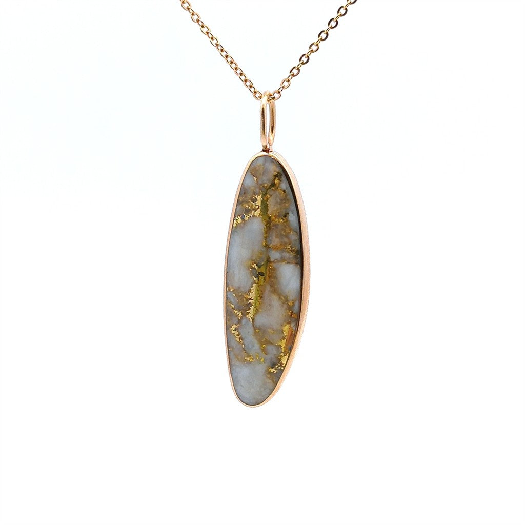 Bezel Set Solitare Pendants 18 Karat Gold Yellow with Cabochon Oval Golden Quartz