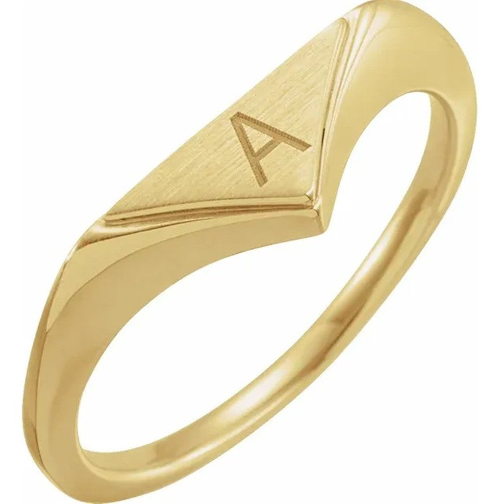 Engraveable Signet Fashion Ring 2 mm wide 14 Karat Gold Yellow Size 7