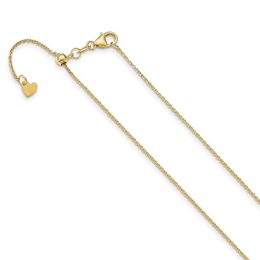 Cable Adj Link Chain 14 Karat Gold Yellow 1.1 MM Wide 22' In Length