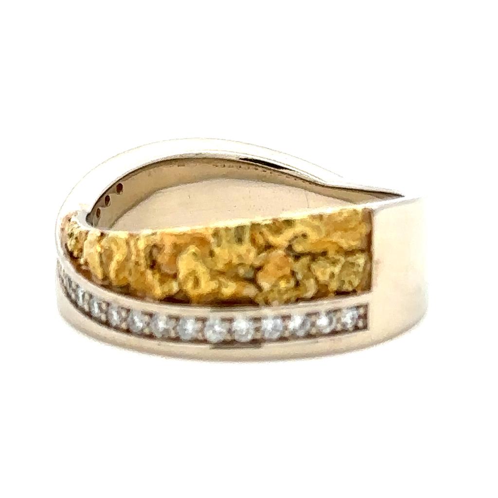 Gold Nugget Style Fashion Ring Womens 14K & Alaskan Gold Nugget Yellow size 7