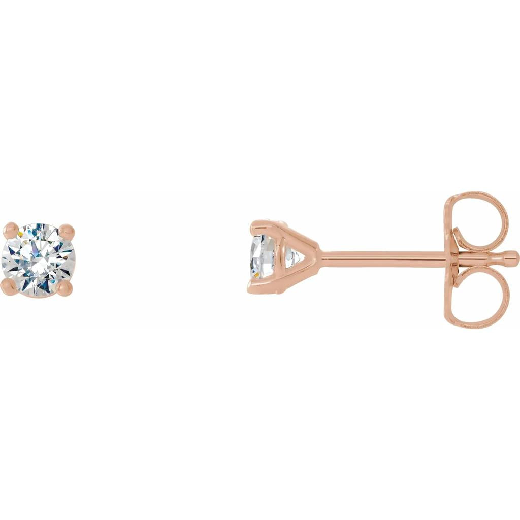 Diamond Single Stone Stud Earrings 14 KT Rose 0.33 Carat Total Weight