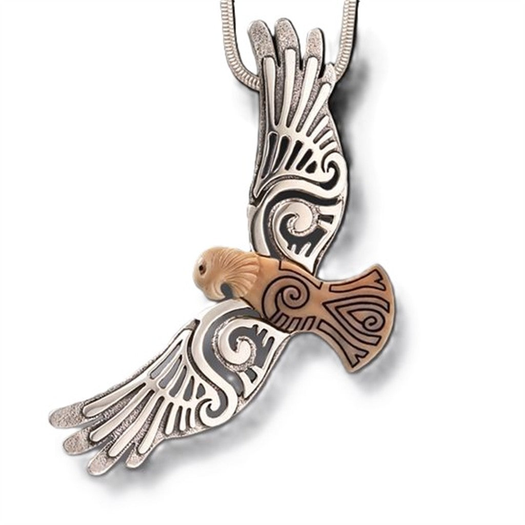 Walrus Ivory Drop Style Eagle Pendant/Necklace Sterling Silver