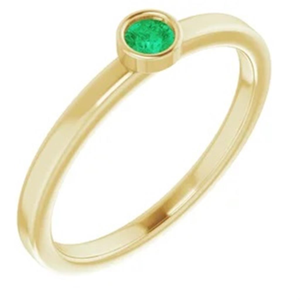 Stackable Style Colored Stone Ring 14 KT Yellow with Emerald size 7