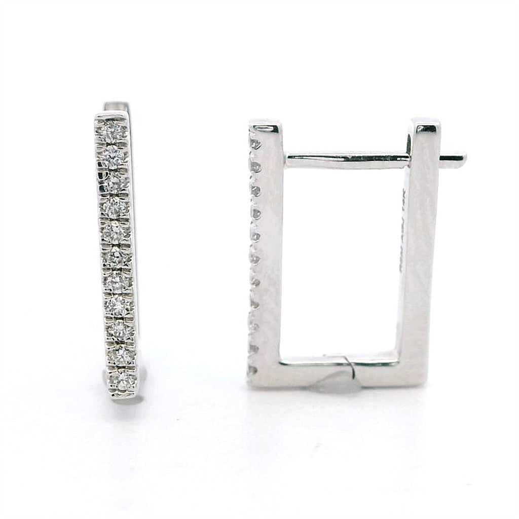 Diamonds Huggie Hoop Earrings 14 Karat Gold White 0.11 Carat Total Weight
